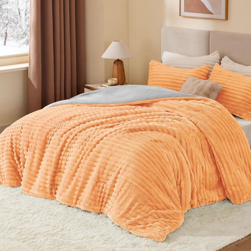 BEDELITE Fleece King Comforter Set -Super Soft & Warm Fluffy Coral Bedding, Luxury Fuzzy Heavy Bed Set for Winter with 2 Pillow Cases - Image 2