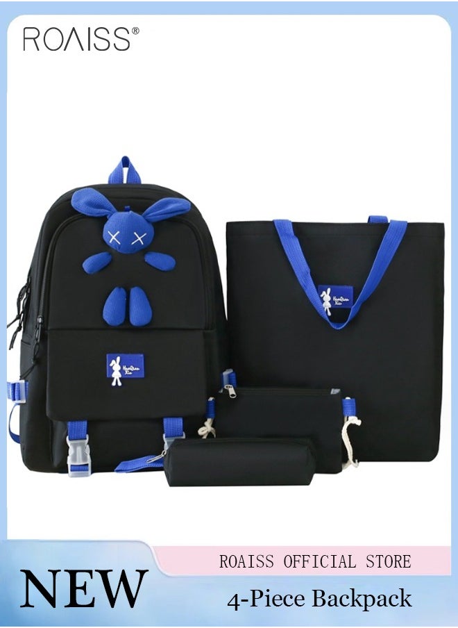 4-Piece Color Matching Large-Capacity Backpack Student School Travel Casual Waterproof Combination Backpack