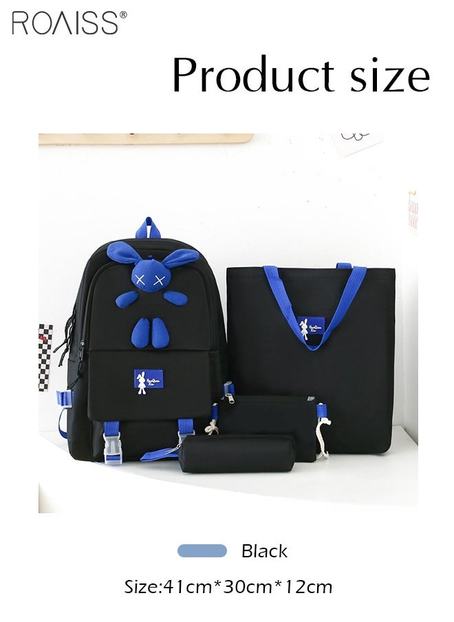 4-Piece Color Matching Large-Capacity Backpack Student School Travel Casual Waterproof Combination Backpack