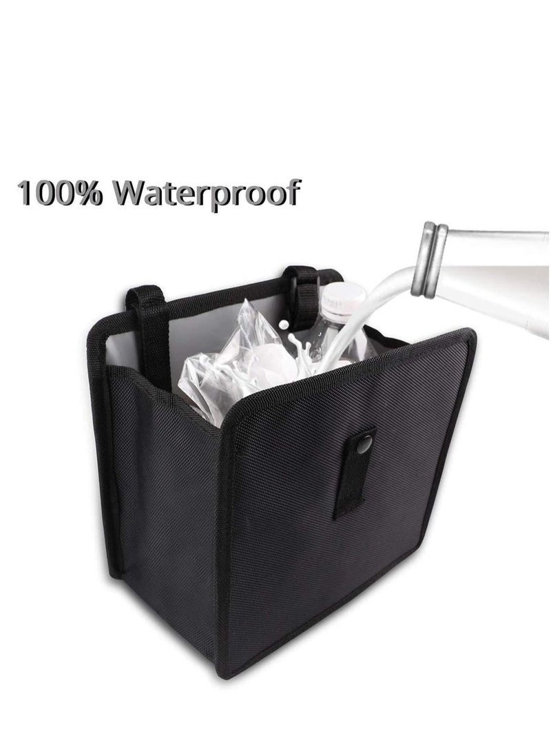 كيلا سلة مهملات السيارة، قابلة للطي ومقاومة للماء، كيس قمامة للسيارة لتخزين وجمع القمامة والنفايات، سلة مهملات السيارة المعلقة، كيس قمامة السيارة (أسود) - Image 2