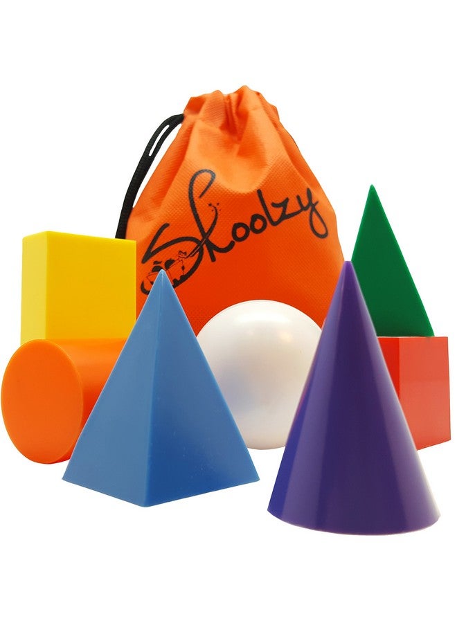 Skoolzy Jumbo Geometric 7 Piece Set Montessori Learning Toys_And_Game Math Manipulatives Geometry Set Geo Glocks For Kids Ages 3+ Elementary Homeschool Supplies Tote And Ebook - Image 2
