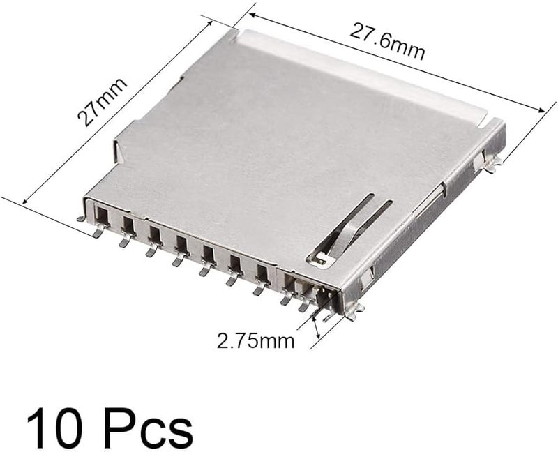 SD Memory Card Socket 11 Pin Long Body PCB Mount Connector 10 Pieces - Image 3