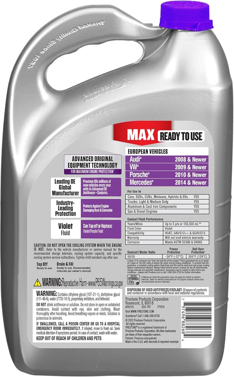 Prestone Public demand affordable quality MAX Euro Violet 50/50 Antifreeze Automotive Coolant, Pack of One Quick use-switch compatible build - Image 2