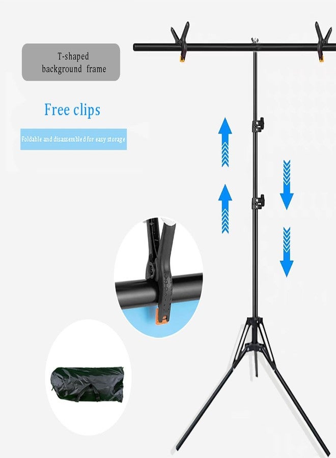 إتش إم تي فوتو حامل خلفية محمول على شكل حرف T مقاس 5 × 6.5 قدم للتصوير الفوتوغرافي والفيديو، حقيبة حمل و4 مشابك، قابل للفك، إطار قابل للتعديل - Image 5