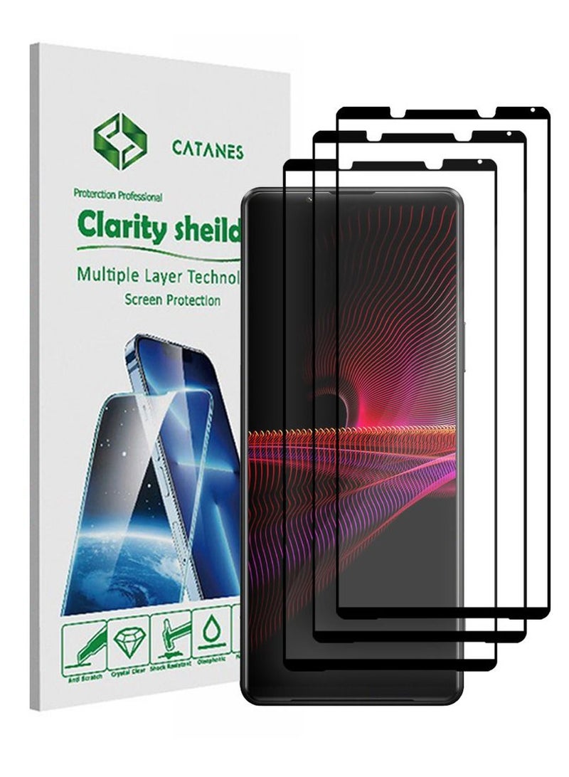 CATANES 3 Pack For Sony Xperia 1 III Tempered Glass Screen Protector With Easy Installation Tray Anti Scratch Bubble Free - Image 1
