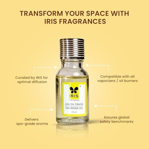 IRIS Lemongrass Vaporizer Oil 15ml | Aroma Oil for Diffuser & Oil Burner | Toxin-Free Citrus Home Fragrance | Mood Enhancer | Stress Relief - Image 4