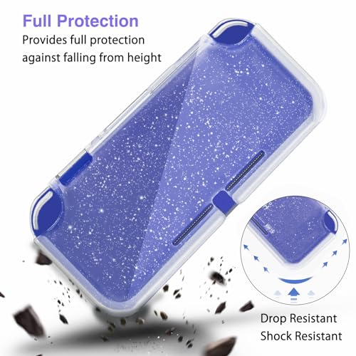 TIKOdirect Carrying Case for Switch lite, Shockproof Portable Travel Bag with Glitter Galaxy cover, Screen Protectors and Cute Leaf Thumb Grips Caps, Purple - Image 5
