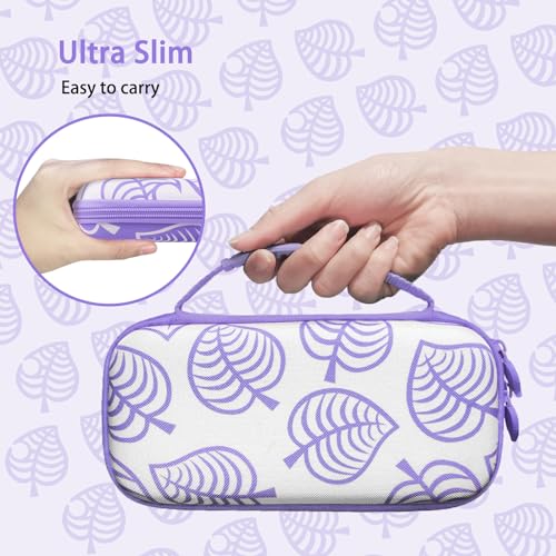 TIKOdirect Carrying Case for Switch lite, Shockproof Portable Travel Bag with Glitter Galaxy cover, Screen Protectors and Cute Leaf Thumb Grips Caps, Purple - Image 3