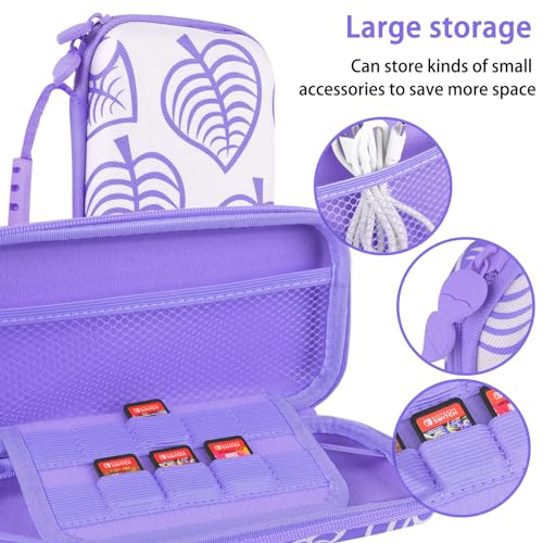 TIKOdirect Carrying Case for Switch lite, Shockproof Portable Travel Bag with Glitter Galaxy cover, Screen Protectors and Cute Leaf Thumb Grips Caps, Purple - Image 2