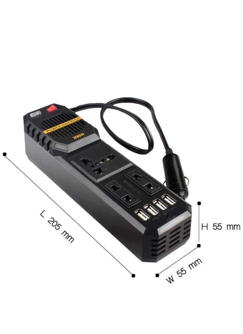 Generic - 200W Power Inverter, DC 12V to AC 220V Car Power Inverter with 4 USB Ports Multi-Protection Car Charger Adapter - Image 1