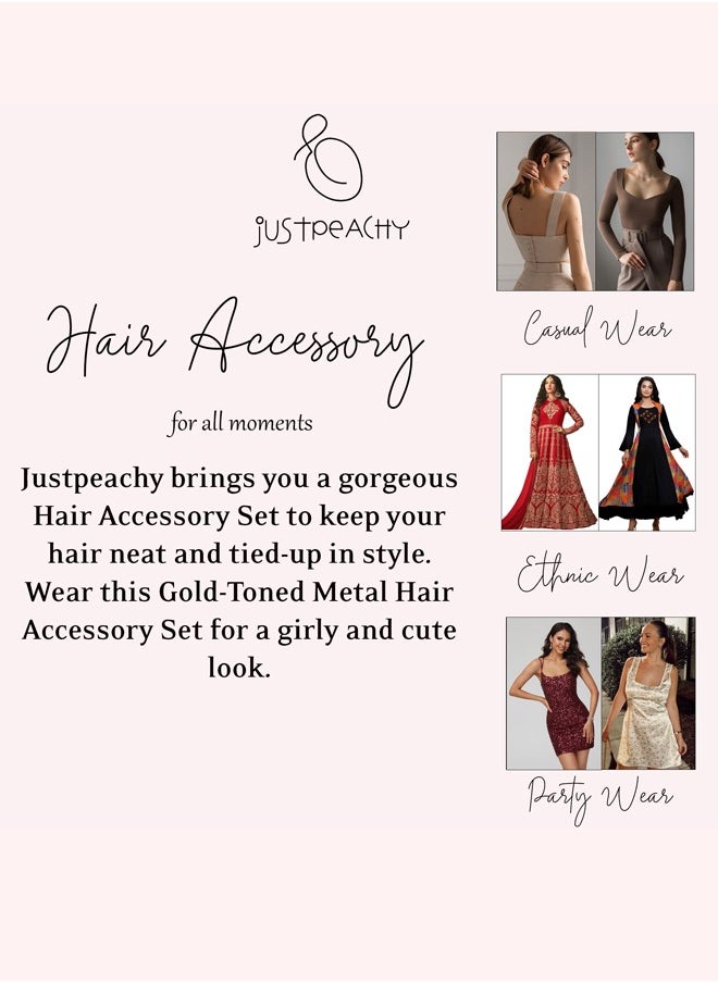 Just Peachy - Just Peachy Gold-Toned Set of 5 Hair Pins for Women - Fashionable, Versatile Hair Accessories, Stylish & Durable Design, Perfect for Casual, Formal, and Everyday Hairstyles, Elegant & Chic Hair Clips - Image 1