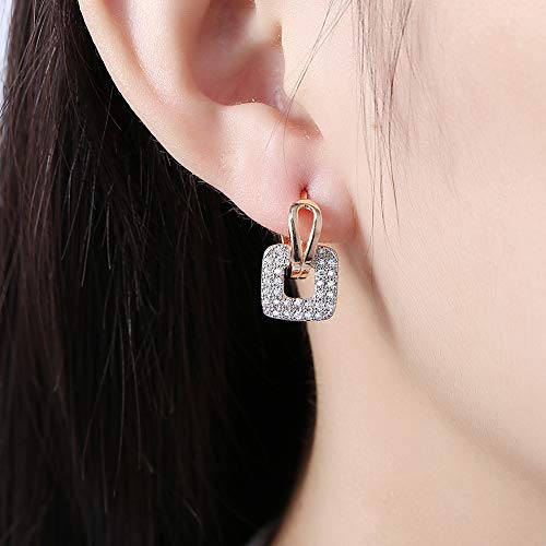 GSLAOZ 14K Rose Gold Plated CZ Hoop Earrings For Women Men Fashion Cubic Zirconia Geometric Square Earrings 24mm - Image 2