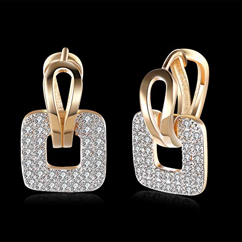 GSLAOZ 14K Rose Gold Plated CZ Hoop Earrings For Women Men Fashion Cubic Zirconia Geometric Square Earrings 24mm - Image 4