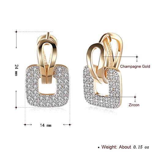 GSLAOZ 14K Rose Gold Plated CZ Hoop Earrings For Women Men Fashion Cubic Zirconia Geometric Square Earrings 24mm - Image 3