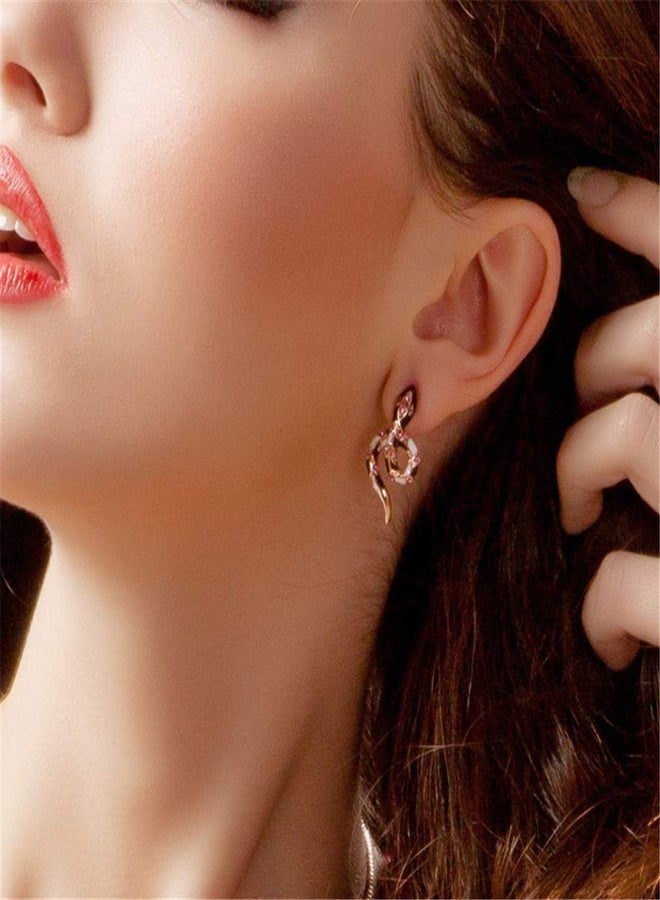 U7 Serpent Stud Earrings Personalized Punk Jewelry 18K Gold Plated Crystal Small Snake Earrings for Women - Image 2