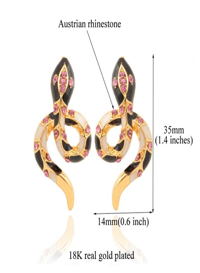 U7 Serpent Stud Earrings Personalized Punk Jewelry 18K Gold Plated Crystal Small Snake Earrings for Women - Image 4