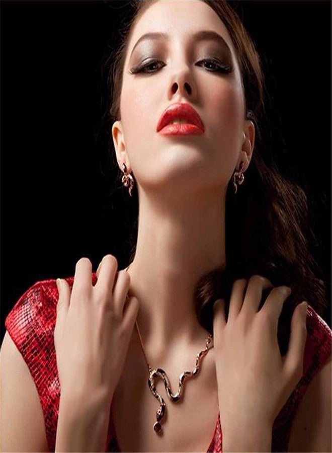 U7 Serpent Stud Earrings Personalized Punk Jewelry 18K Gold Plated Crystal Small Snake Earrings for Women - Image 5