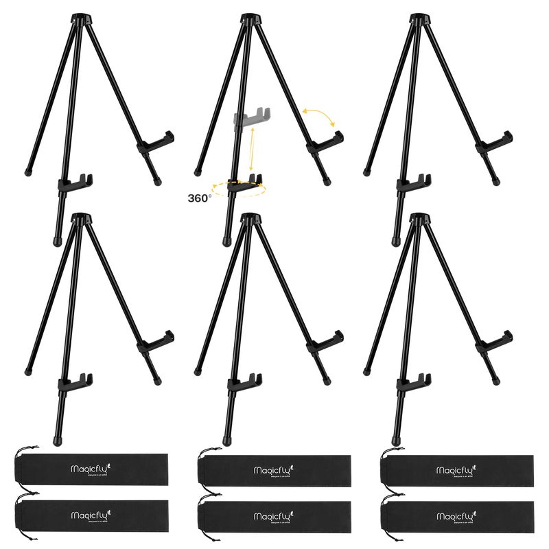 Magicfly Magicfly 6 Pack Tabletop Easel Black Steel Table Top Easels for Display Adjustable  Portable Tripod Easel with 6 Storage Bags for Signs Posters Holds 5 lbs