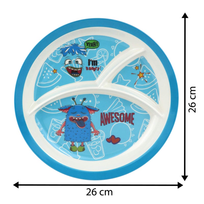 ZIDO 2 Pcs Exclusive Melamine A Grade Quality Partition Plate with Attractive Kids Loving Design Model Awesome Smile Zebra - Image 2