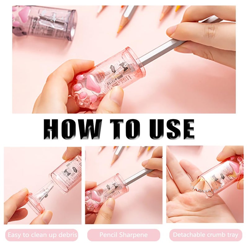 PANDENNER 4Pcs Cute Stationery Set,Kawaii School Supplies,Including 2 Retractable Erasers and 2 Pencil Sharpeners, for Kawaii Office School Home Supplies(Eraser and 2Pcs) - Image 3