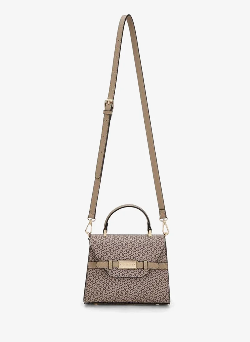 Celeste TAN Monogram Print Satchel Bag With Detachable Strap for Women | Best Price UAE