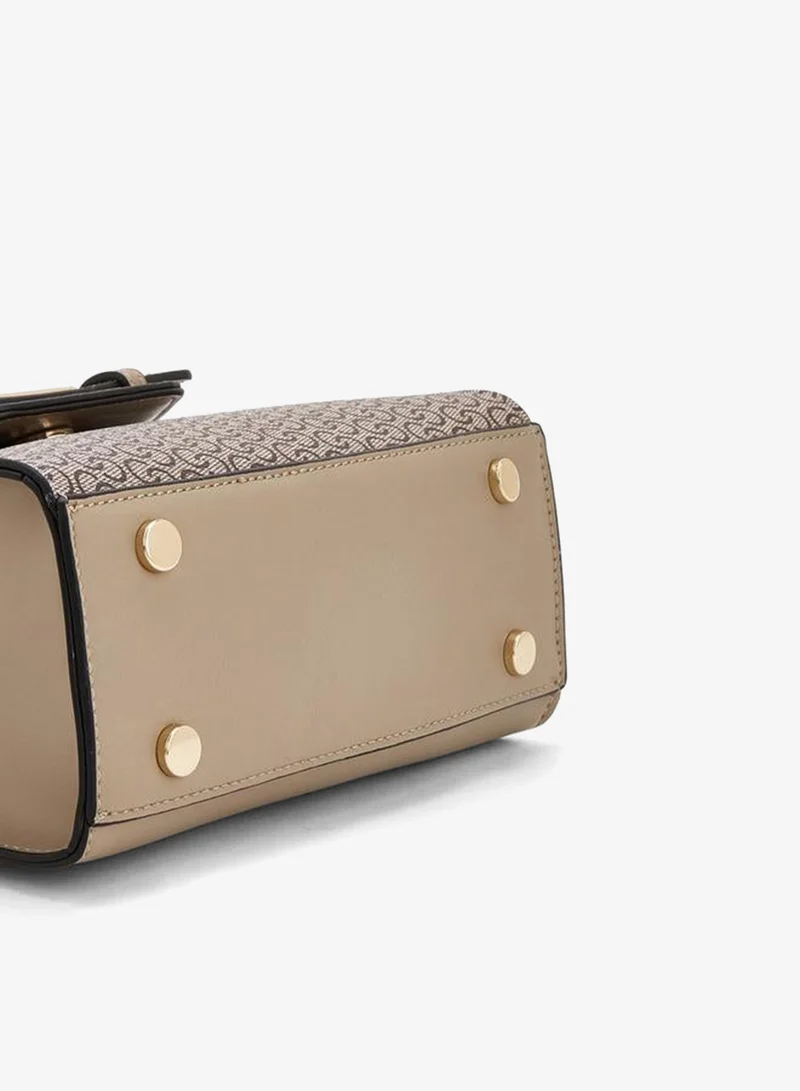 Celeste TAN Monogram Print Satchel Bag With Detachable Strap for Women | Best Price UAE