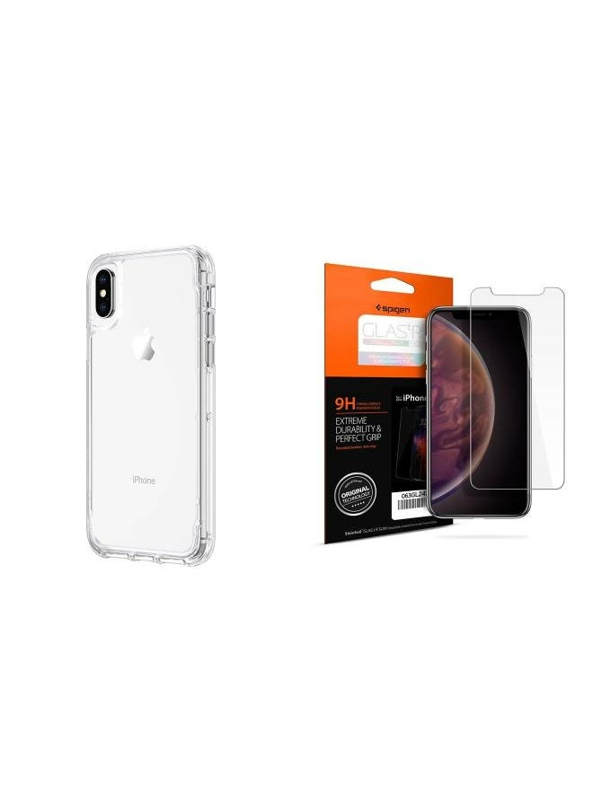 غريفين جراب Griffin Survivor Slim Fit شفاف لهاتف iPhone X مع هدية مجانية من Spigen Tempered Glass لهاتف iPhone XS/X  - Image 1