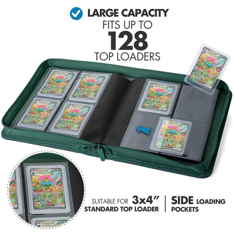 FunGuys Toploader Binder Trading Card Binder Storage 128 4 جيب علوي محمل بوكيمون بيندر مجموعة بطاقات Yugioh MTG TCG مجلدات بطاقات التداول - Image 2