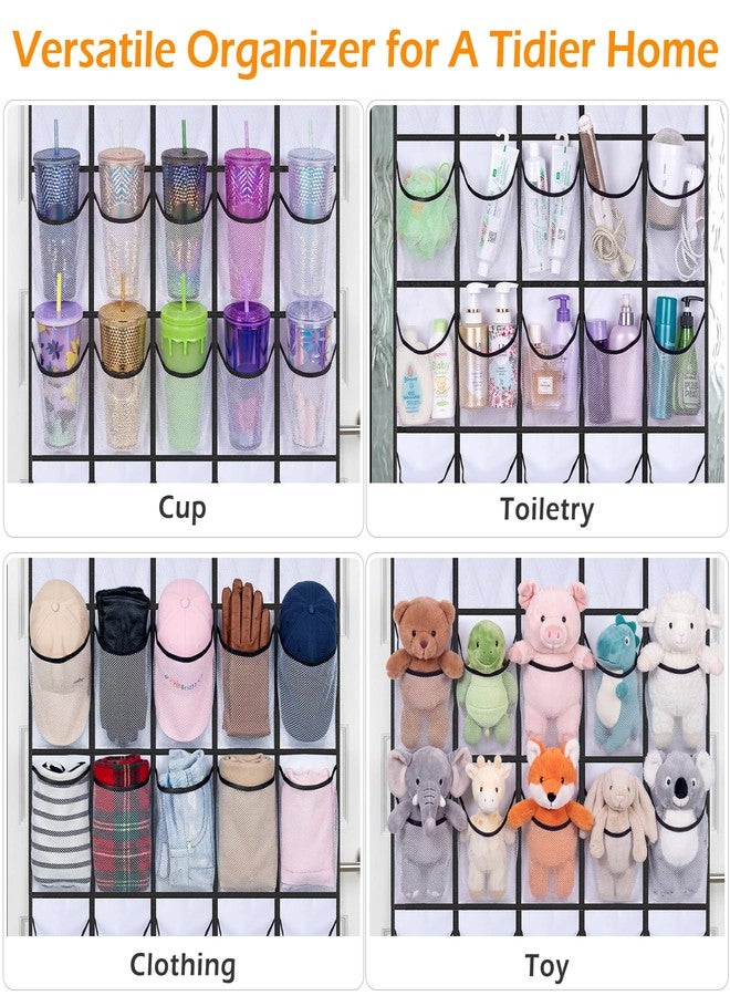 MISSLO 35 Large Pockets Over The Door Shoe Organizer Sturdy Oxford Fabric Hanging Shoe Rack for Door Mesh Closet Shoe Holder Hanger, White - Image 5