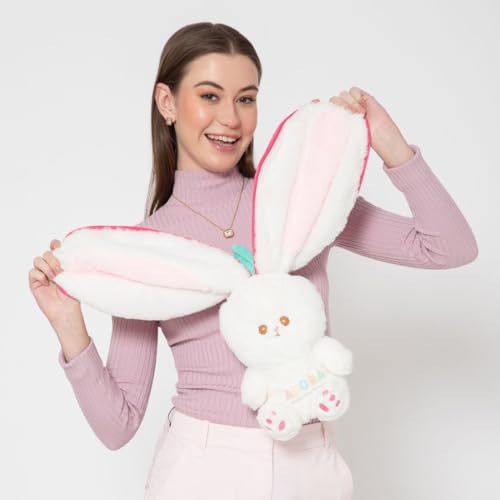 ADORA Reversible Strawberry Bunny Soft Toy | Cute Plush Doll for Kids | 2-in-1 Stuffed Toy Pillow | Soft Toys for Baby Girls, Birthday Gift for Girlfriend, Girls Gift Items, Plushies for Kids - Image 2