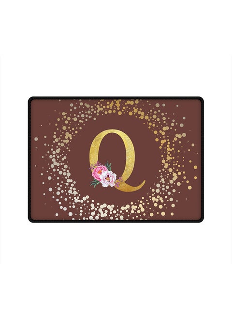 Designer Gaming Mouse Pad  Anti-Skid Mousepad Large Keyboard Mouse Pad Desk Mat Custom Monogram Initial Letter Floral Pattern Alphabet - Q  (Brown)