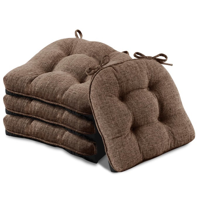 Chair Cushions for Dining Chairs 4 Pack Chair Cushion with Ties and Non Slip Backing 155 x 155 inches Tufted Chair Pads for Dining ChairsBrown