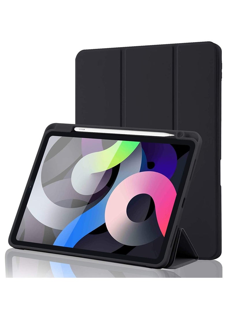 راكسوم حافظة iPad Air 4 2020، حافظة iPad Air من الجيل الرابع مع حامل قلم [حماية كاملة للجسم + شحن قلم Apple الثاني وخاصية الإيقاظ/السكون التلقائي] حافظة حامل ذكية لجهاز iPad Air 4 10.9 (أسود) - Image 1