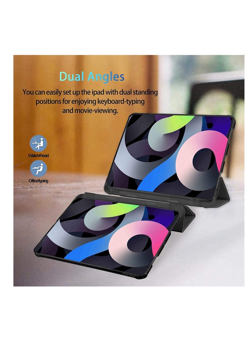 راكسوم حافظة iPad Air 4 2020، حافظة iPad Air من الجيل الرابع مع حامل قلم [حماية كاملة للجسم + شحن قلم Apple الثاني وخاصية الإيقاظ/السكون التلقائي] حافظة حامل ذكية لجهاز iPad Air 4 10.9 (أسود) - Image 5