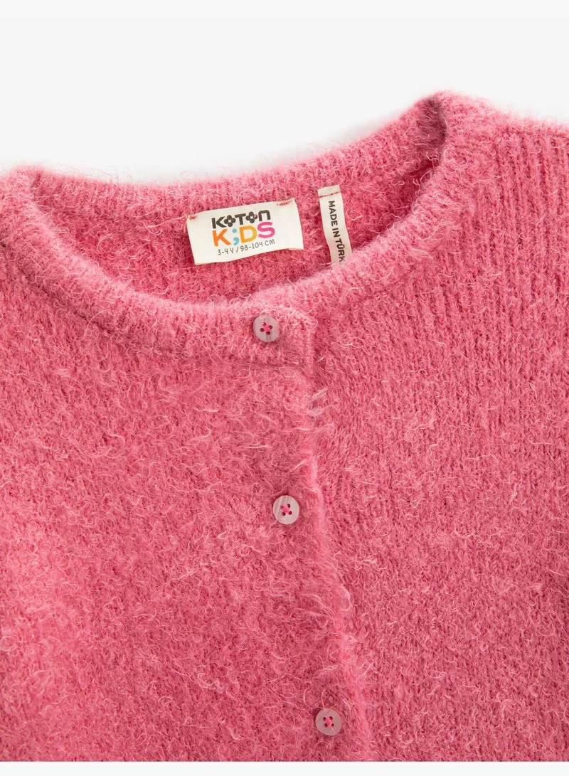 KOTON Shearling Cardigan Button Detail