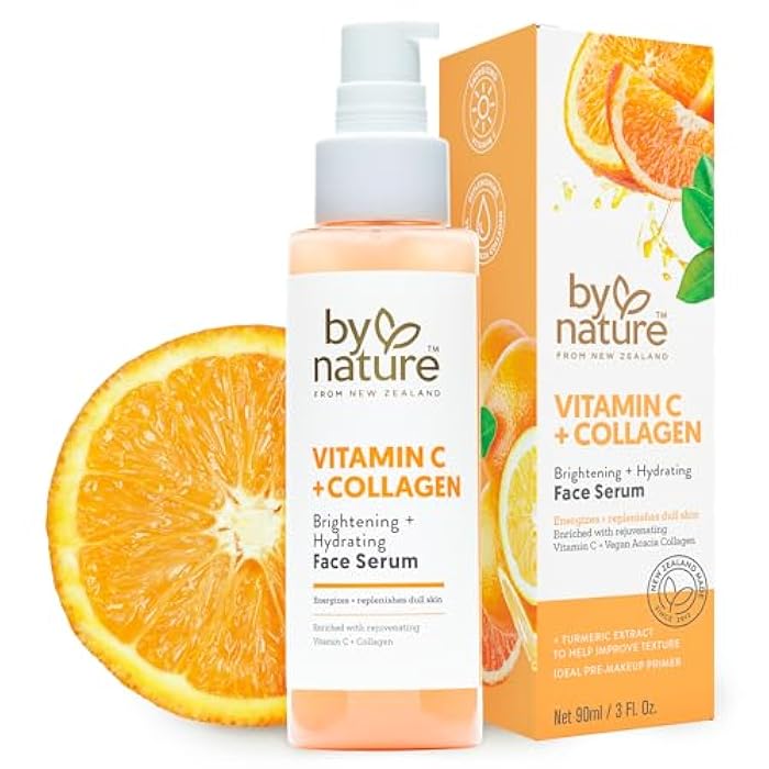 By Nature Vitamin C + Collagen Face Serum - Restore and Energize Tired Skin with Brightening Vitamin C, Plumping Collagen, Plus Texture Enhancing Turmeric - Premium Skin Care Serum for Face - 3fl. oz. - Image 1