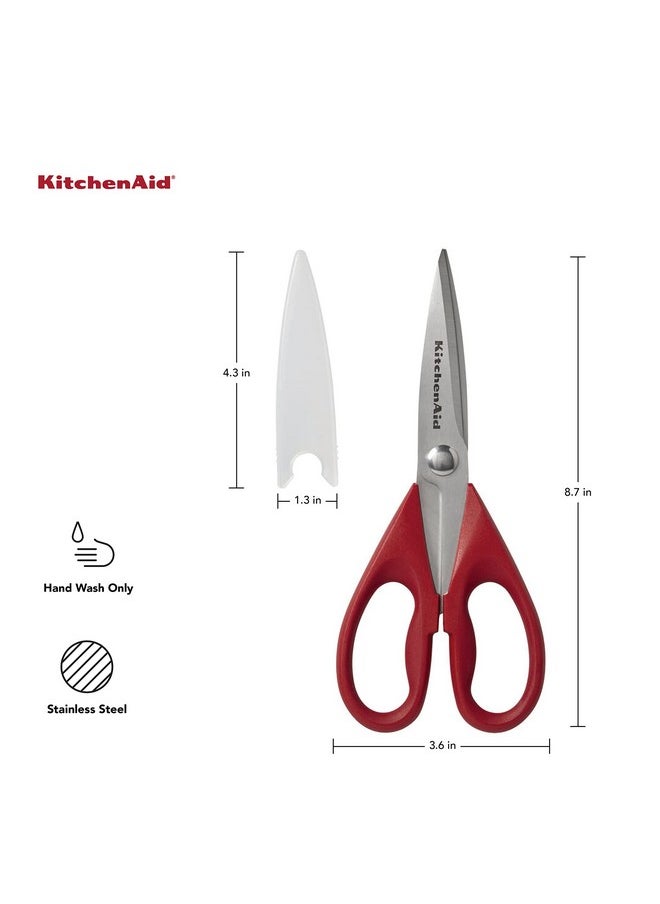 KitchenAid KitchenAid All Purpose Kitchen Shears with Protective Sheath Durable Stainless Steel Scissors, Dishwasher Safe, Soft Grip Comfort Handle, 8.72 Inch, Red  - Image 2
