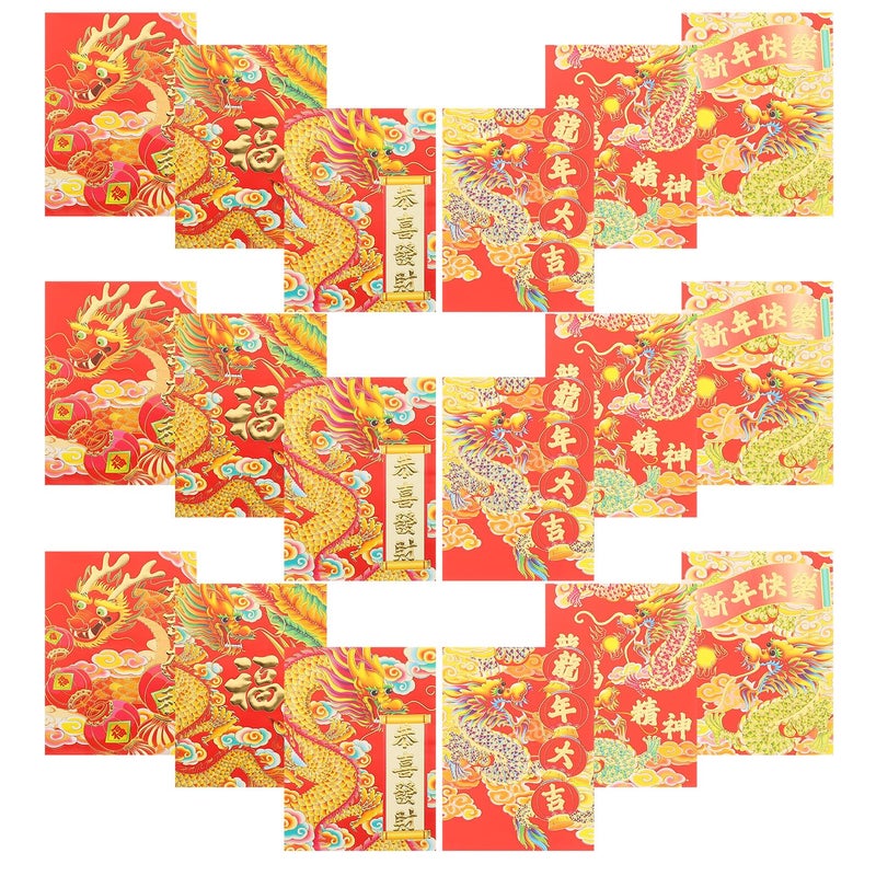 30pcs Chinese New Year Red Envelopes Short Size Mixed Style Lucky Money Packets - Image 2