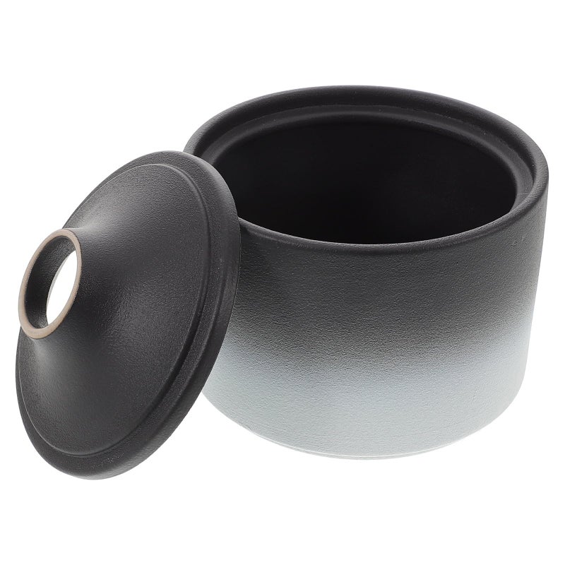 Ceramic Ashtray With Lid Large Gradient Black White Windproof Home Office - Image 2