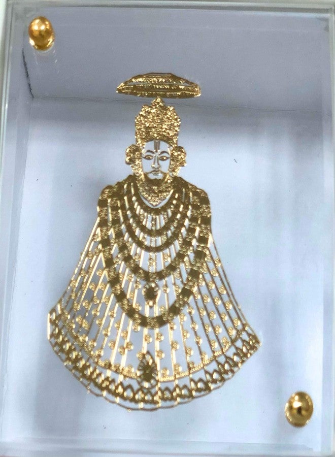 shree kreations تحف فنية مطلية بالذهب من شري كرييشنز، تمثال شاتام جي، مناسب للوحة القيادة في السيارة، أو سطح الطاولة، أو المنزل، أو المعبد، أو المكتب | تمثال شاتام جي هدية دينية | إطار مطلي بالذهب كهدية - Image 1
