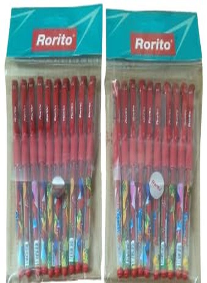 FIRST CLICK Rorito's New Flymax Red DZ/GX Gel Pen, 0.5 mm Tip, Red Ink, Pack of 20, Waterproof - Image 1