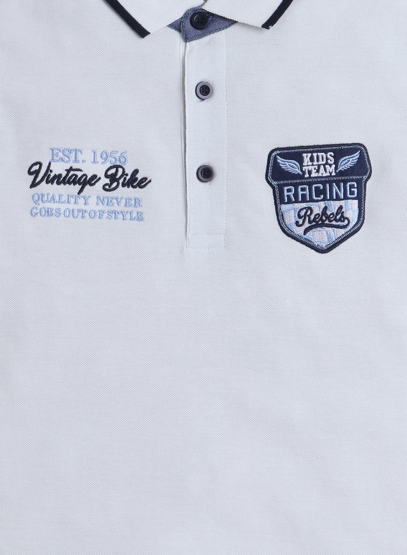 فكتور اند جين تيشيرت بولو أولاد فيكتور وجين - أبيض مع شعار مطرز - Image 2