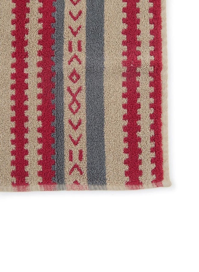 Fabindia Red Cotton Woven Face Towel Set of 2 - Image 4