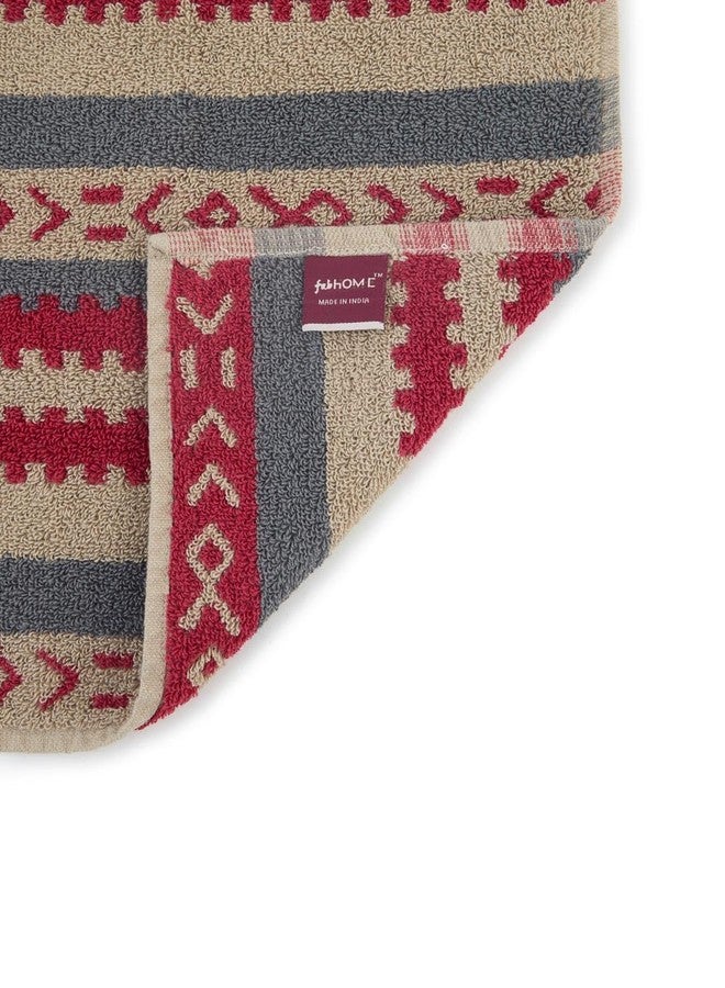 Fabindia Red Cotton Woven Face Towel Set of 2 - Image 5