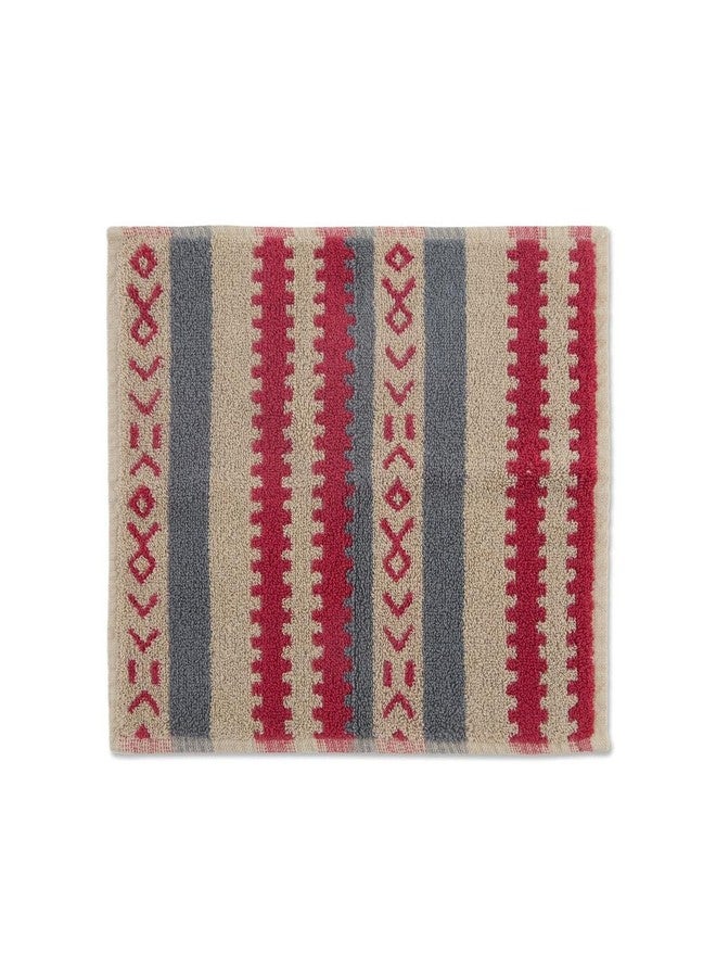 Fabindia Red Cotton Woven Face Towel Set of 2 - Image 3