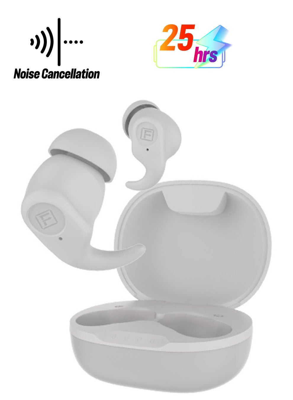 StudX Wireless Earbuds with Active Noise Cancellation (ANC) - 5 Hours Playtime with Bluetooth 5.4 - HiFi Stereo Sound Airpods - Gaming Bluetooth Earphones with Ultra-Low Latency - Deep Bass, IPX4 Water Resistant - For Exercise, Gym - Compatible with iPhone & Android (White)