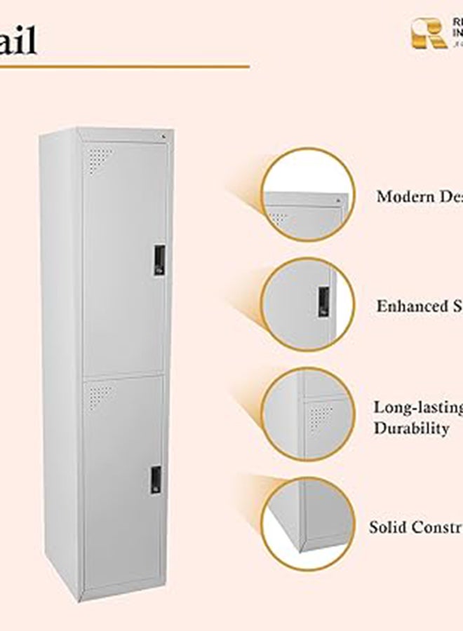 RIGID خزانة فولاذية ببابين لون أبيض 180×38×45 سم - Image 3