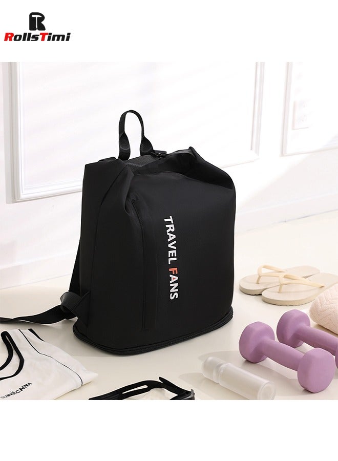 رولستيمي مقاوم للماء السباحة على ظهره الرطب / الجاف منفصلة حقيبة قاعة رياضة رحلة عمل الملابس الأحذية حقيبة التخزين ، أسود - Image 1
