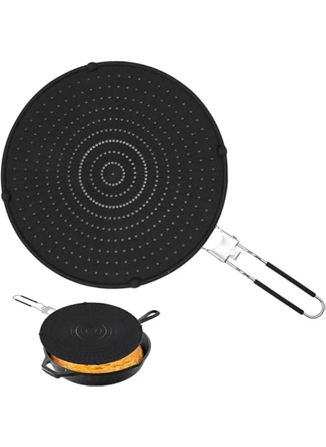 HOOKOR - Splatter Guards for Frying, Grease Splatter Guard, Heat-resistant Splatter Screen for Frying Pan, Silicone Splatter Guard for Everyday Cooking, Dishwasher Safe,13.7inch,Black (56-01) - Image 1