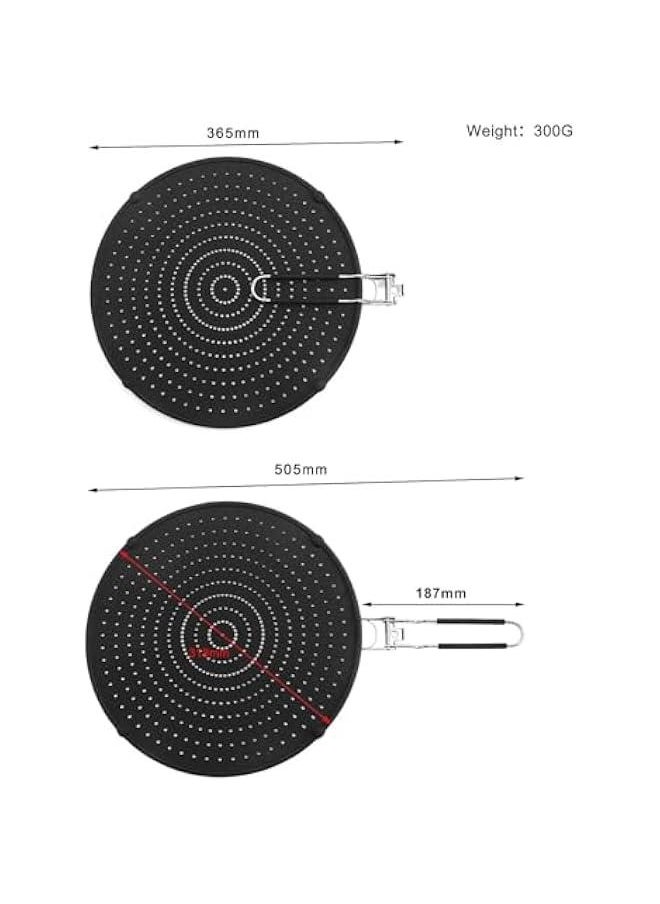 HOOKOR - Splatter Guards for Frying, Grease Splatter Guard, Heat-resistant Splatter Screen for Frying Pan, Silicone Splatter Guard for Everyday Cooking, Dishwasher Safe,13.7inch,Black (56-01) - Image 1